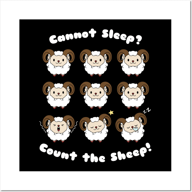 Can't Sleep Count the Sheep Funny Cute Pajama Wall Art by TheBeardComic